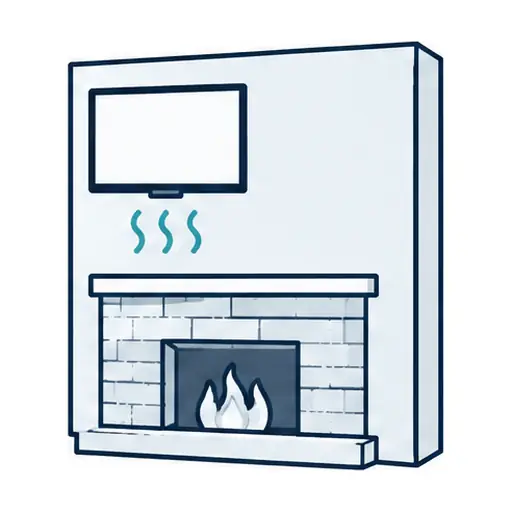 Schematic: a TV above a fireplace