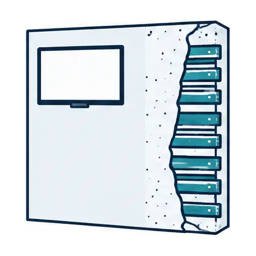 Schematic: Plaster over lath or early drywall (1950s–60s tract homes)