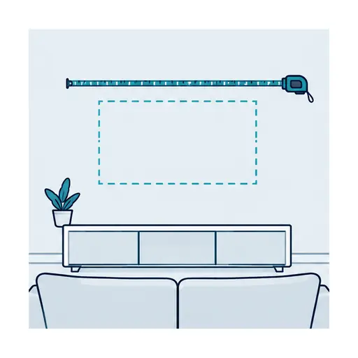 Illustration: step 1 — TV, wall and room